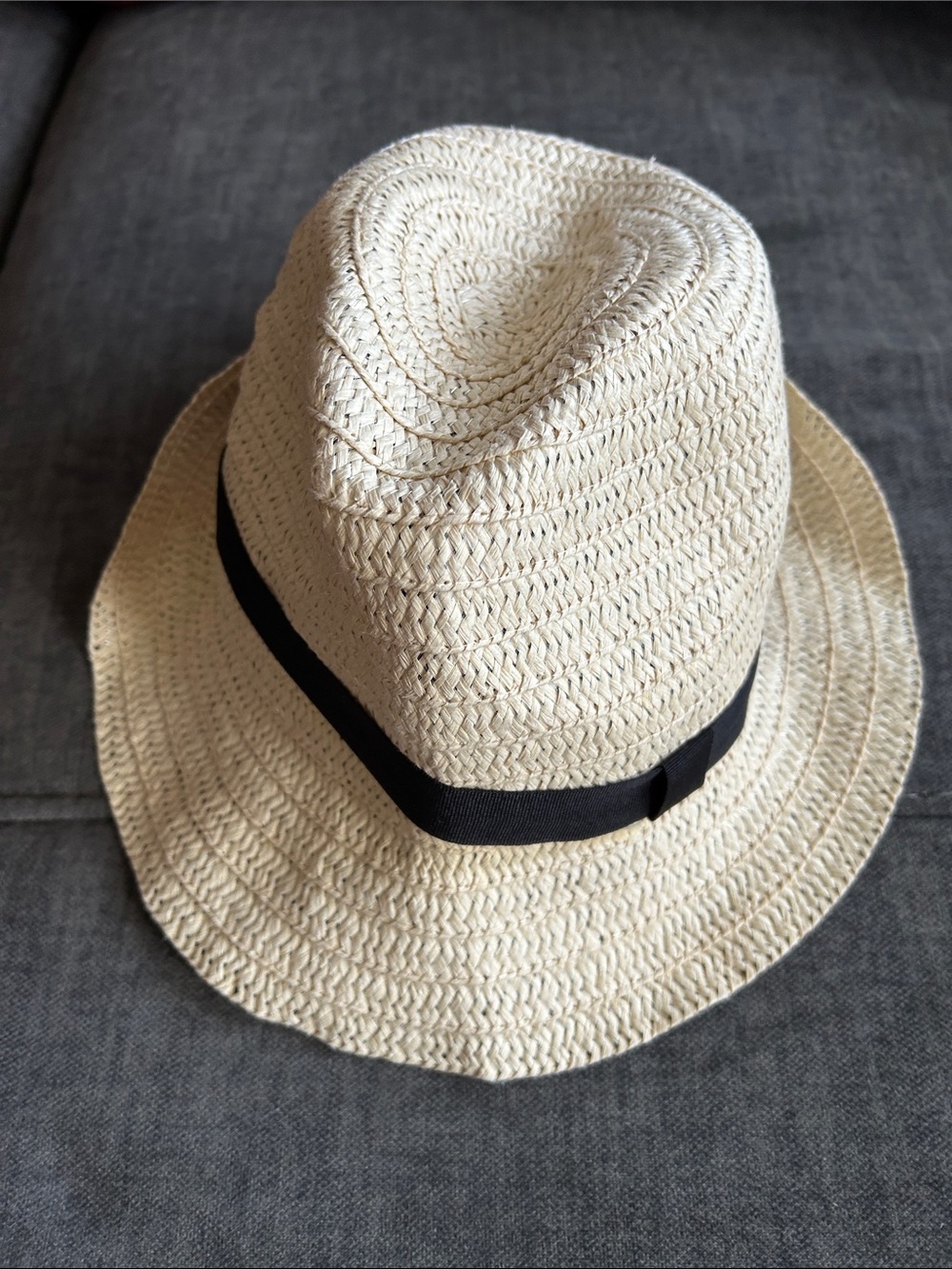Women’s Straw Fedora Hat with Black Band - Cream